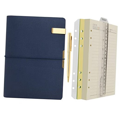  A5 Leather Journal Refillable Travelers Notebook Lined Paper Notebook with -image