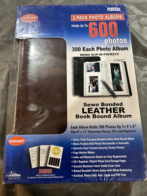 2-Pack Photo Albums.Sewn Bonded Leather Bound Album Holds Up To 600 Photos. -image