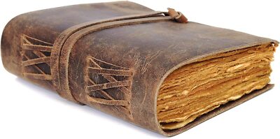 Handmade Leather Notebook Bound journal with deckle edge paper for Men And Women-image