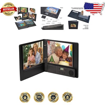 Faux Leather Talking Photo Album with 30 Pages - Ideal for Scrapbooking-image