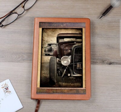 Antique Car Automobile History Custom Leather Journal-image