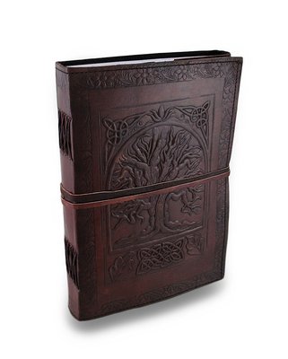 Handmade Embossed Leather Bound Journal Celtic Tree of life Personal Diary-image