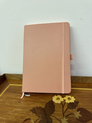 New Pink Leather Bound Hardcover Journal With Ribbon Bookmarks-image