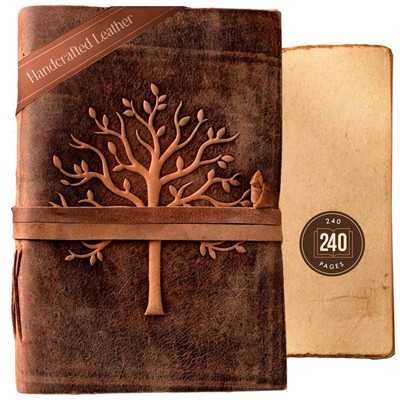 Journal Tree of Life Leather Bound Journal Antique Paper Beautiful Embossed Tree-image