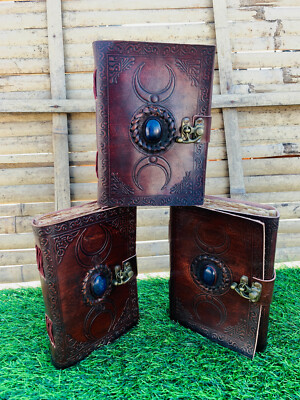 Goat Handmade Leather Journal one size With Tripal moon journal-image